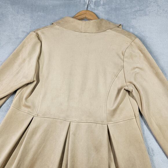 Luii Jacket Womens Small Tan Beige Draped Waterfall Faux Suede Cardigan Coat - Picture 10 of 14